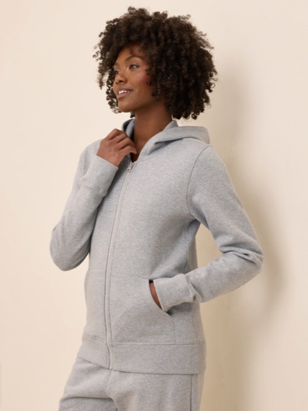 PACT ORGANIC BRUSHED FLEECE FULL ZIP FRONT HOODIE SIZE LARGE HEATHER GRAY - Picture 2 of 9